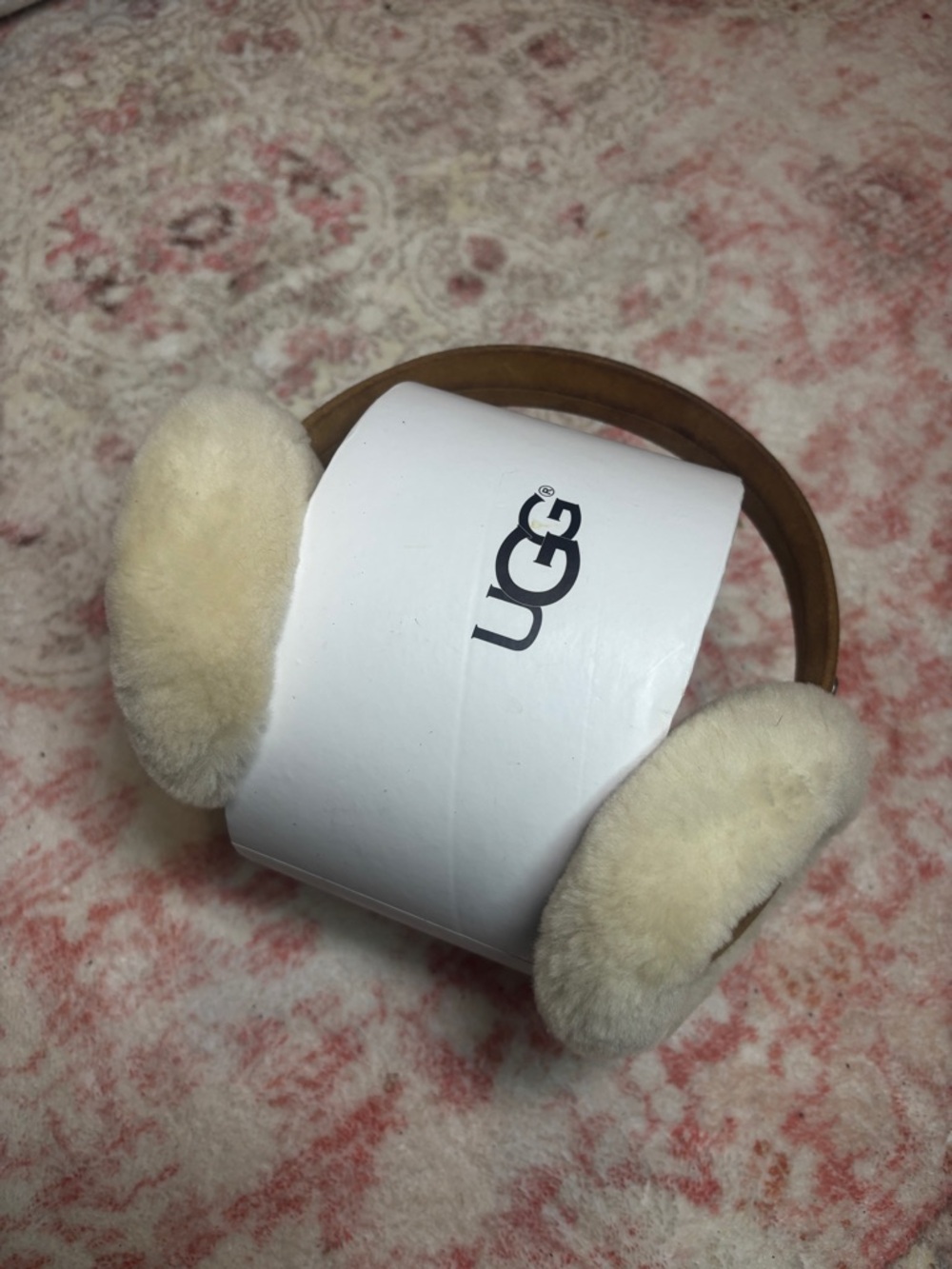 UGG Cream and Brown Shearling Earmuffs